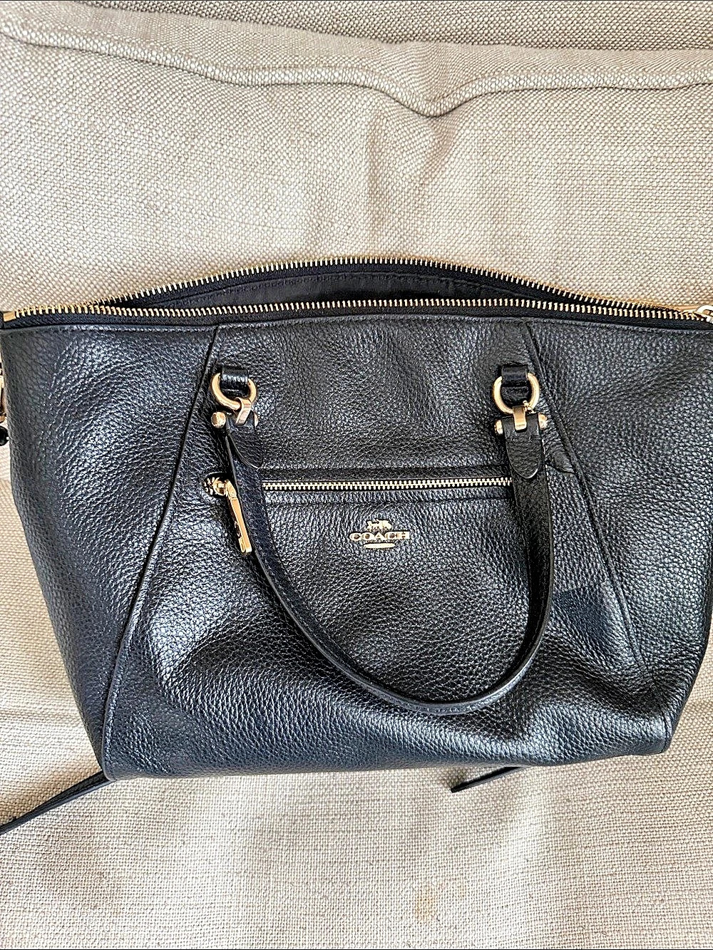 Coach Pebbled Leather Tote Black Leather Tote